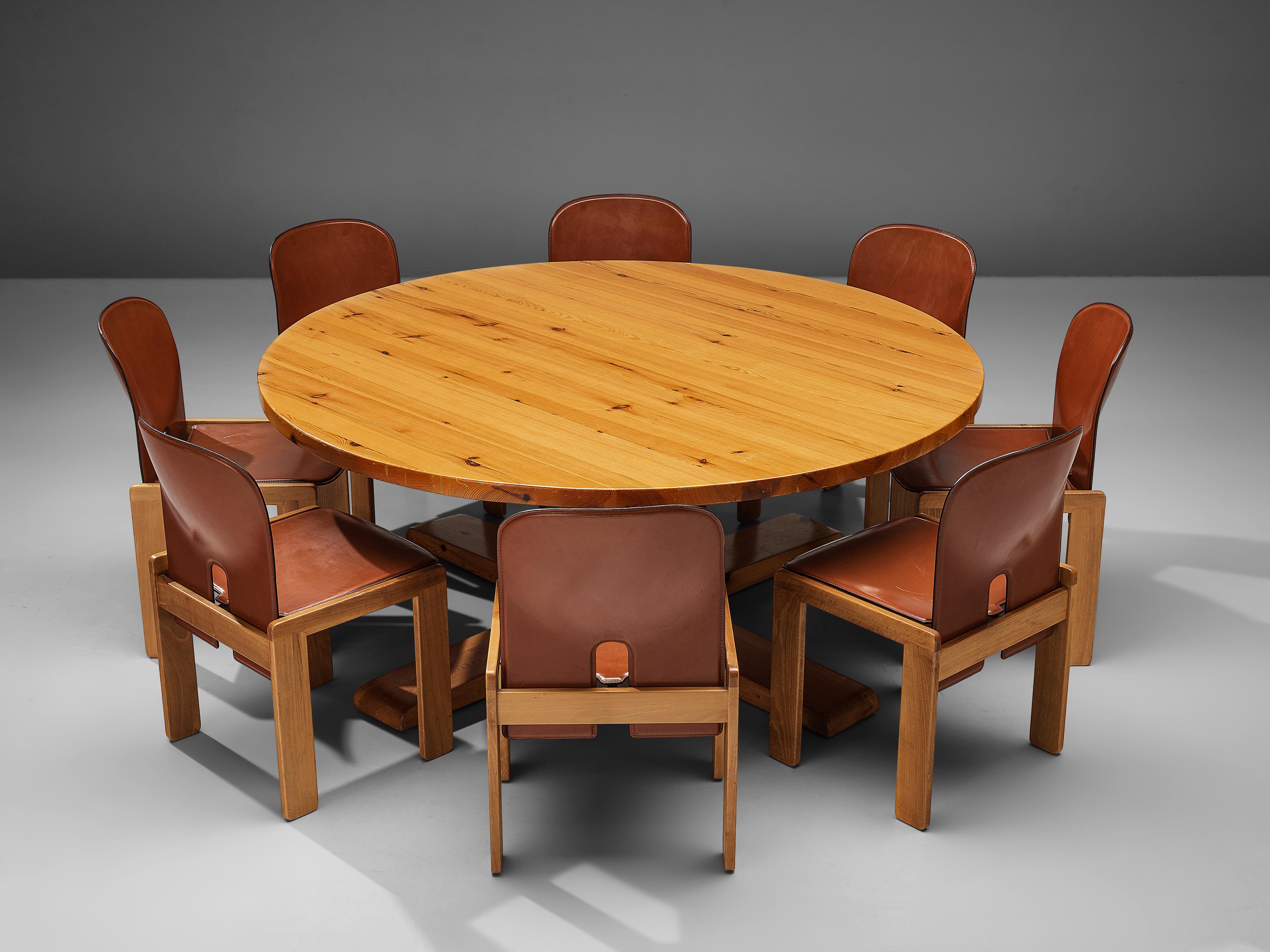 Afra & Tobia Scarpa '121' Dining Chairs & Spanish Dining Table in Pine 4