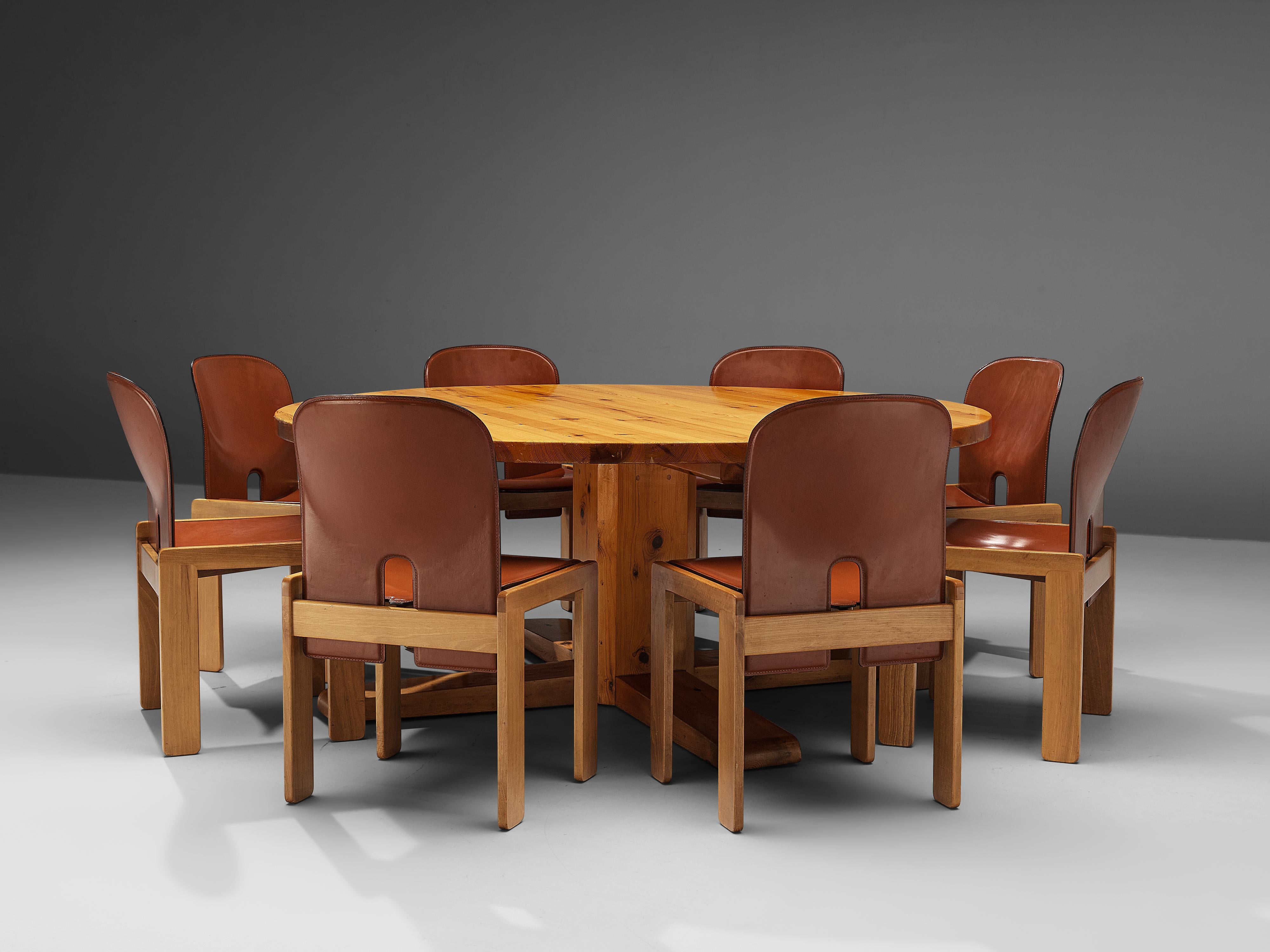 Afra & Tobia Scarpa '121' Dining Chairs & Spanish Dining Table in Pine 8