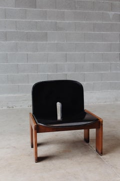 Afra & Tobia Scarpa "925" Easy Chair for Cassina, Black Leather, 1966