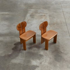 Afra & Tobia Scarpa "Africa" Chairs for Maxalto, Cognac Leather, 1975, Set of 2