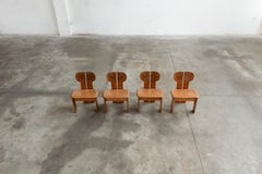 Afra & Tobia Scarpa Sillas "África" para Maxalto, cuero coñac, 1975, set de 4