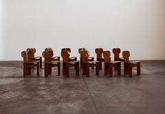 Afra & Tobia Scarpa "Africa" Chairs for Maxalto, Dark Brown, 1975, Set of 12