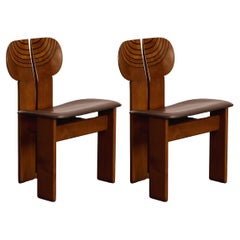 Afra & Tobia Scarpa "Africa" Chairs for Maxalto, Dark Brown, 1975, Set of 2