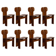 Afra & Tobia Scarpa "Africa" Chairs for Maxalto, Dark Brown, 1975, Set of 8