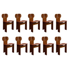 Afra & Tobia Scarpa "Africa" Stühle für Maxalto, Rötlich Brown, 1975, 10er Set