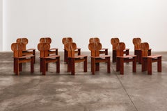 Afra & Tobia Scarpa "Africa" Dining Chairs for Maxalto, Reddish Brown, Set of 12