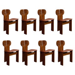 Afra & Tobia Scarpa "Africa" Chairs for Maxalto, Reddish Brown, 1975, Set of 8