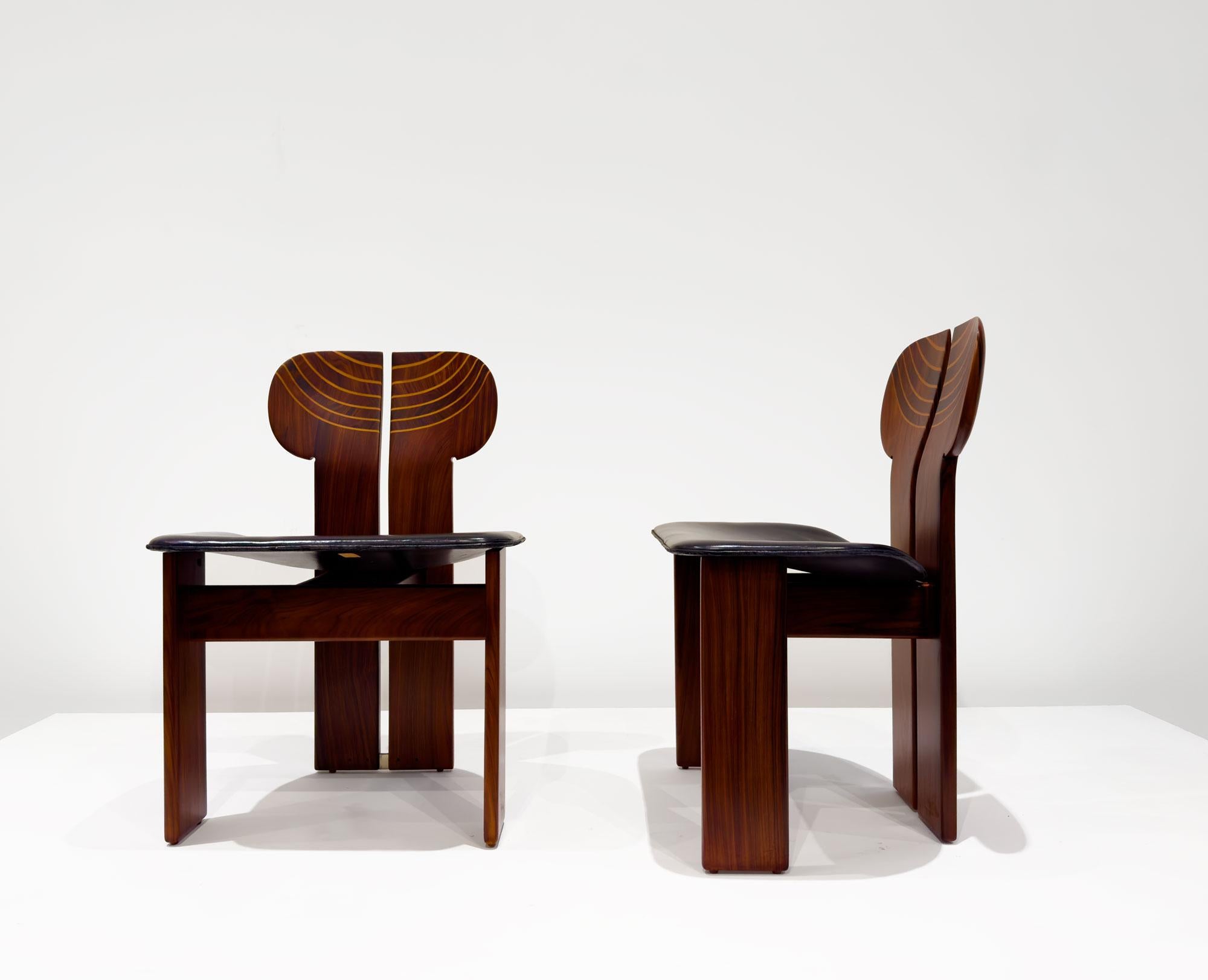 Afra & Tobia Scarpa
Africa Chairs
1970
Brass, Rosewood, Leather, Steel
30.71 H x 18.12 W x 22 d inches (Set of 2)