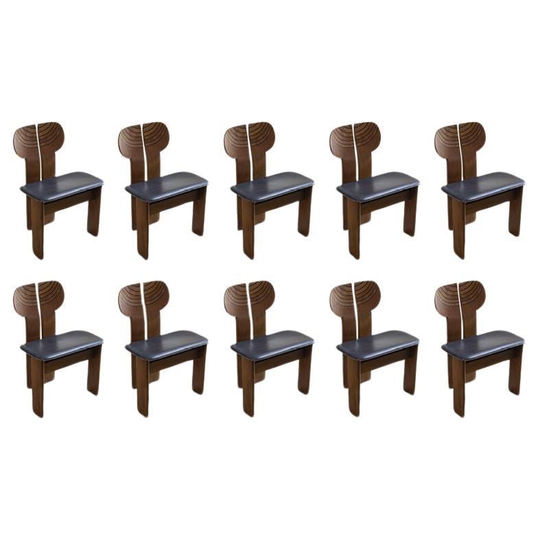 Afra & Tobia Scarpa "Africa" Dining Chairs for Maxalto, 1975, Set of 10 For Sale
