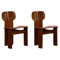 Afra & Tobia Scarpa "Africa" Chairs for Maxalto, Reddish Brown, 1975, Set of 2