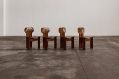Chaises Afra & Tobia Scarpa "Africa" pour Maxalto, Dark Brown, 1975, lot de 4