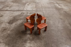 Afra & Tobia Scarpa "Africa" Chairs for Maxalto, Reddish Brown, 1975, Set of 4