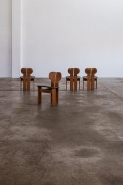 Chaises Afra & Tobia Scarpa "Africa" pour Maxalto, cuir noir, 1975, lot de 4