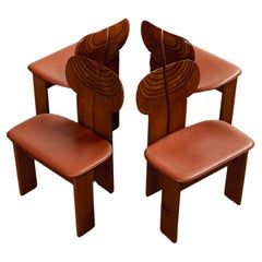 Sedie "Africa" di Afra & Tobia Scarpa per Maxalto, marrone rossiccio, 1975, set di 4 pezzi