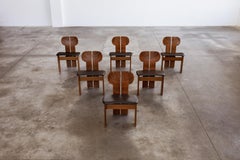 Afra & Tobia Scarpa Sillas "África" para Maxalto, cuero negro, 1975, juego de 6