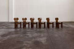 Sedie Afra & Tobia Scarpa "Africa" per Maxalto, marrone scuro, 1975, Set di 6