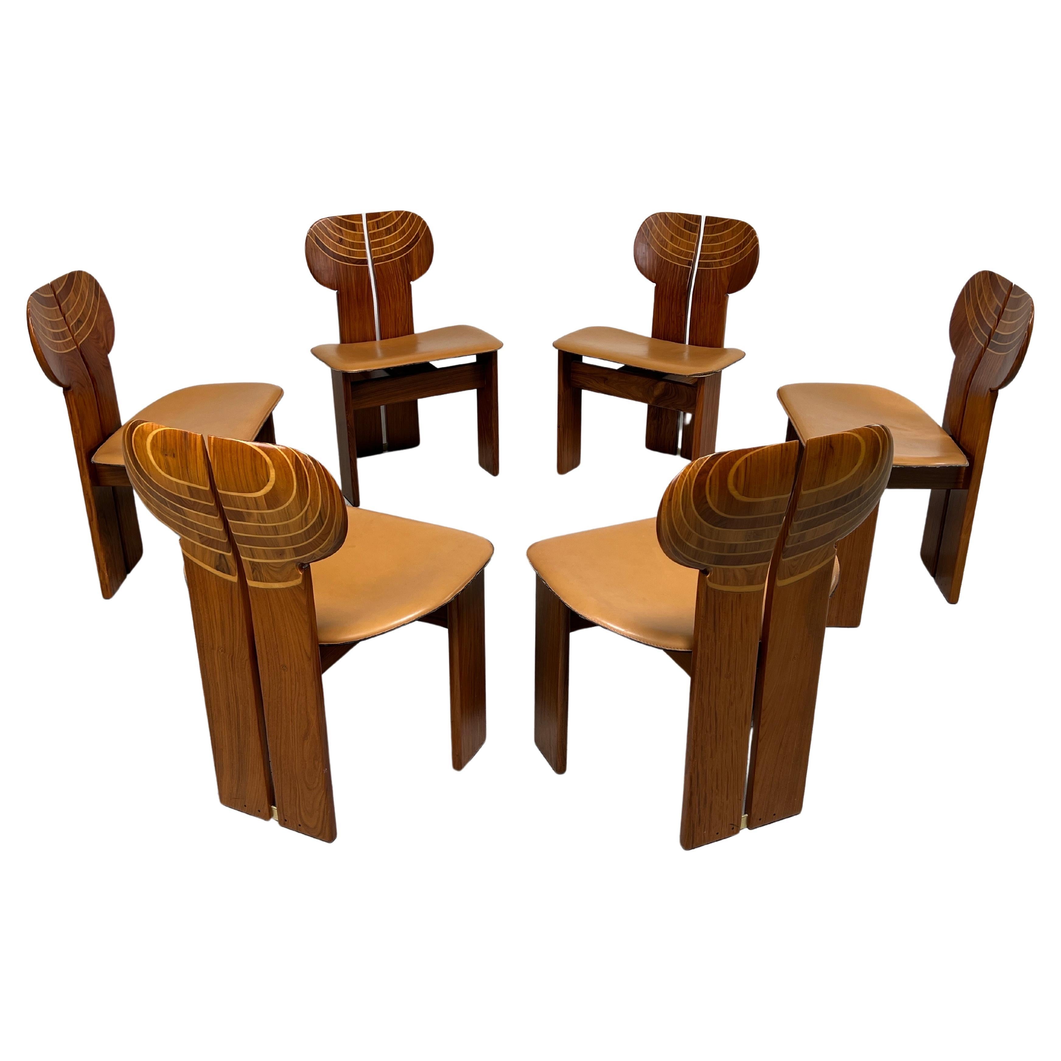 Afra & Tobia Scarpa "Africa" Dining Chairs for Maxalto, 1975, Set of 6