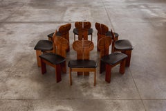 Afra & Tobia Scarpa "Africa" Chairs for Maxalto, Black Leather, 1975, Set of 8