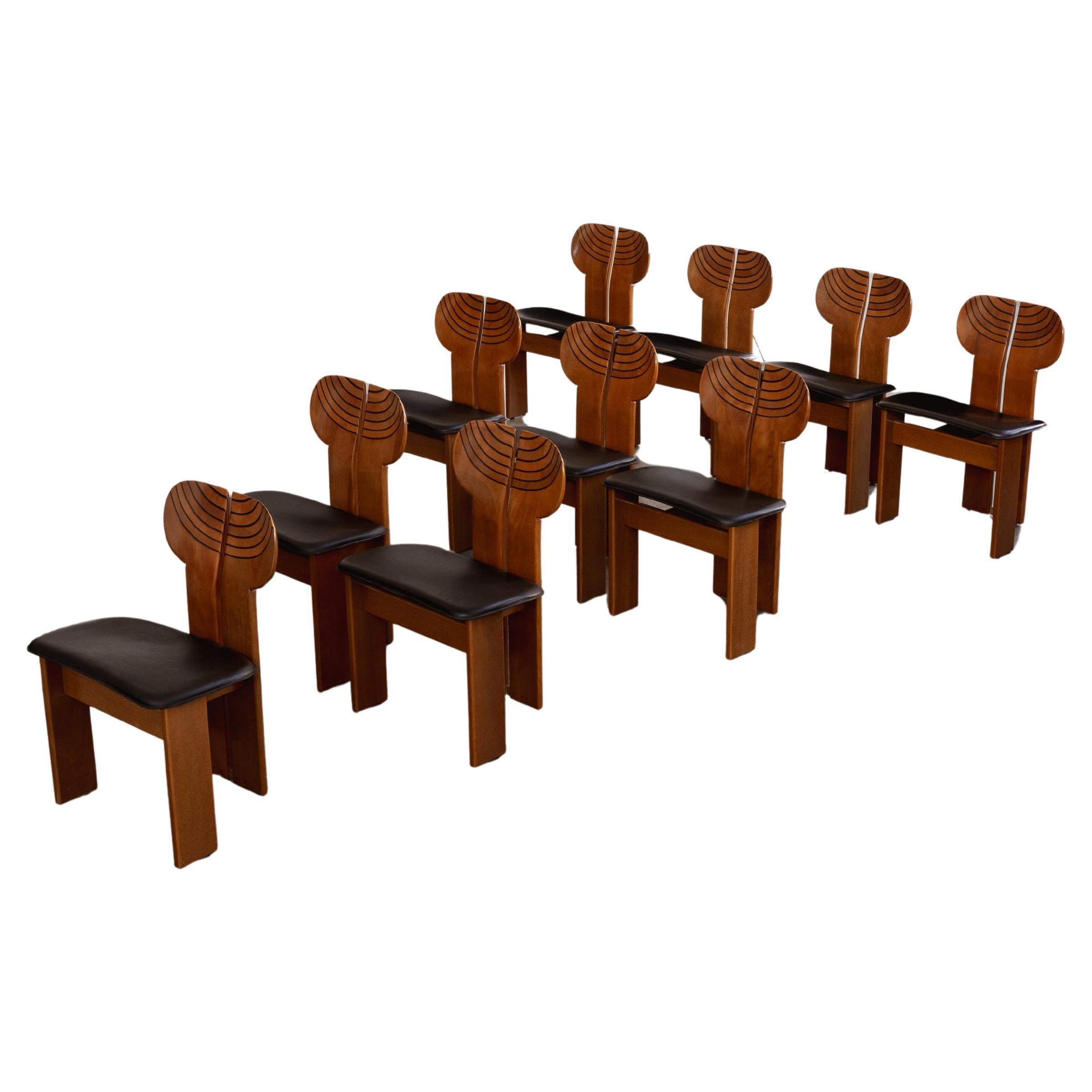Afra & Tobia Scarpa Sillas de comedor "África" para Maxalto, Negras, 1975, Lote de 10