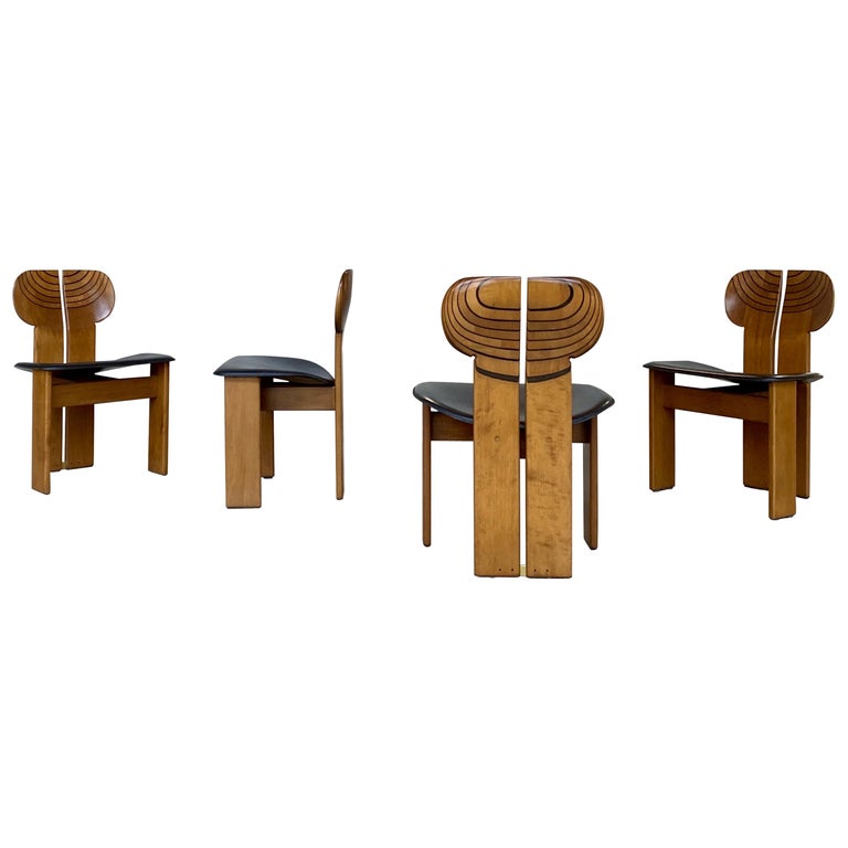 Afra and Tobia Scarpa for Maxalto Africa dining chairs, 1975, offered by Modernab Gallery