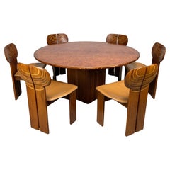 Afra & Tobia Scarpa "Africa" for Maxalto, 1975, Dining Table and Six Chairs