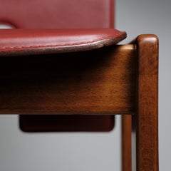 Afra & Tobia Scarpa Aniline English Red Leather "121" Chair for Cassina, 1967