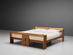 Afra & Tobia Scarpa 'Artona' Bed in Walnut and Leather