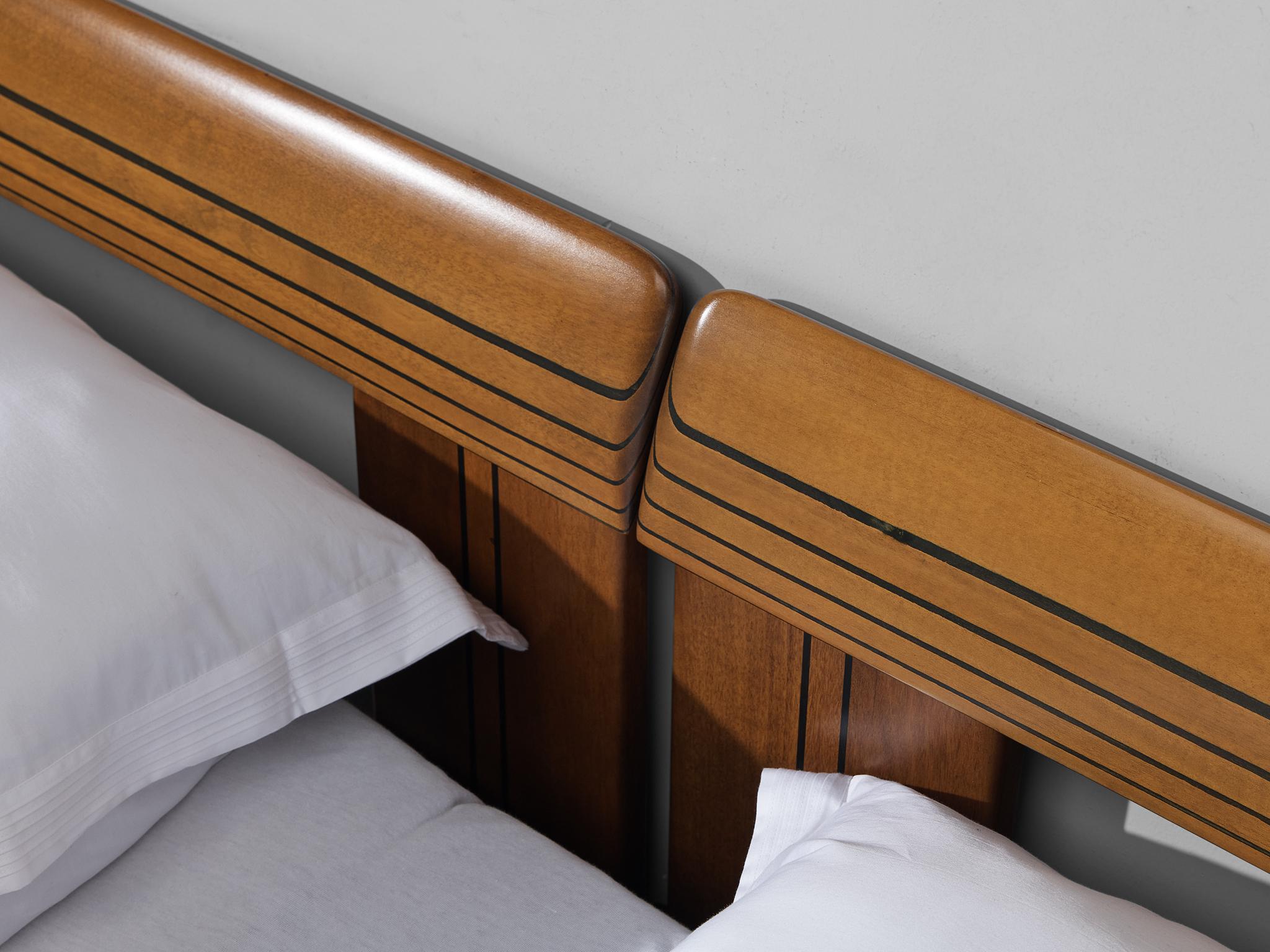 Afra & Tobia Scarpa 'Artona' Bed with Pair of Nightstands in Walnut  5