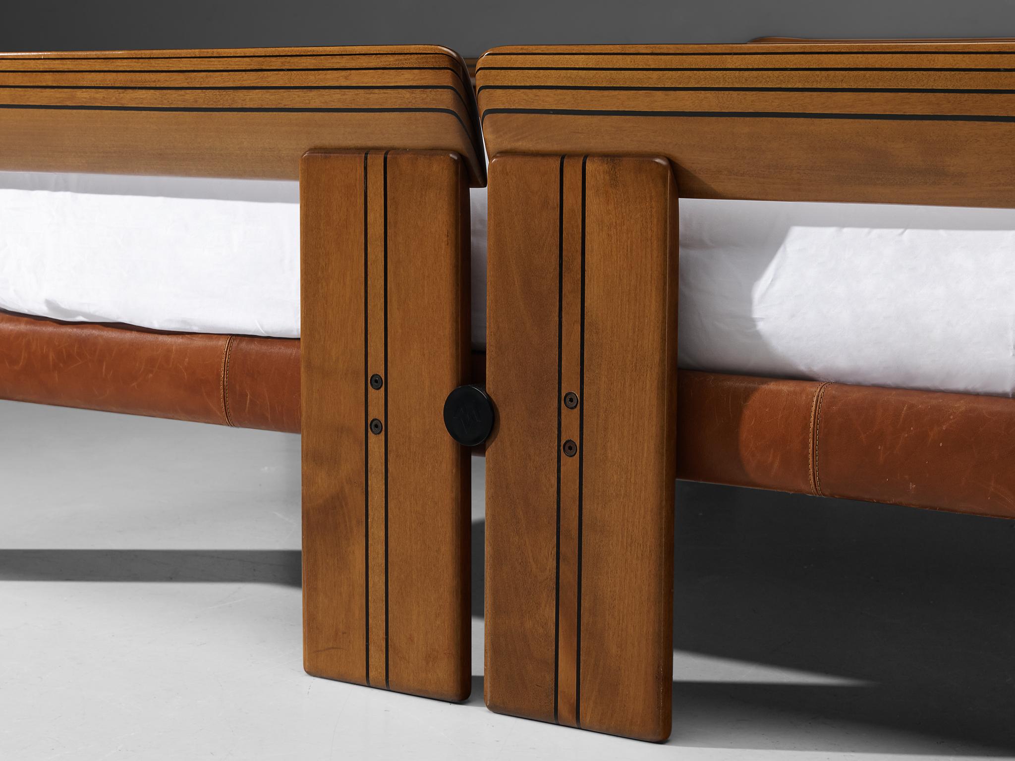 Afra & Tobia Scarpa 'Artona' Bed with Pair of Nightstands in Walnut  3