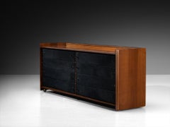 Afra & Tobia Scarpa 'Artona' Chest of Drawers in Black Leather and Walnut