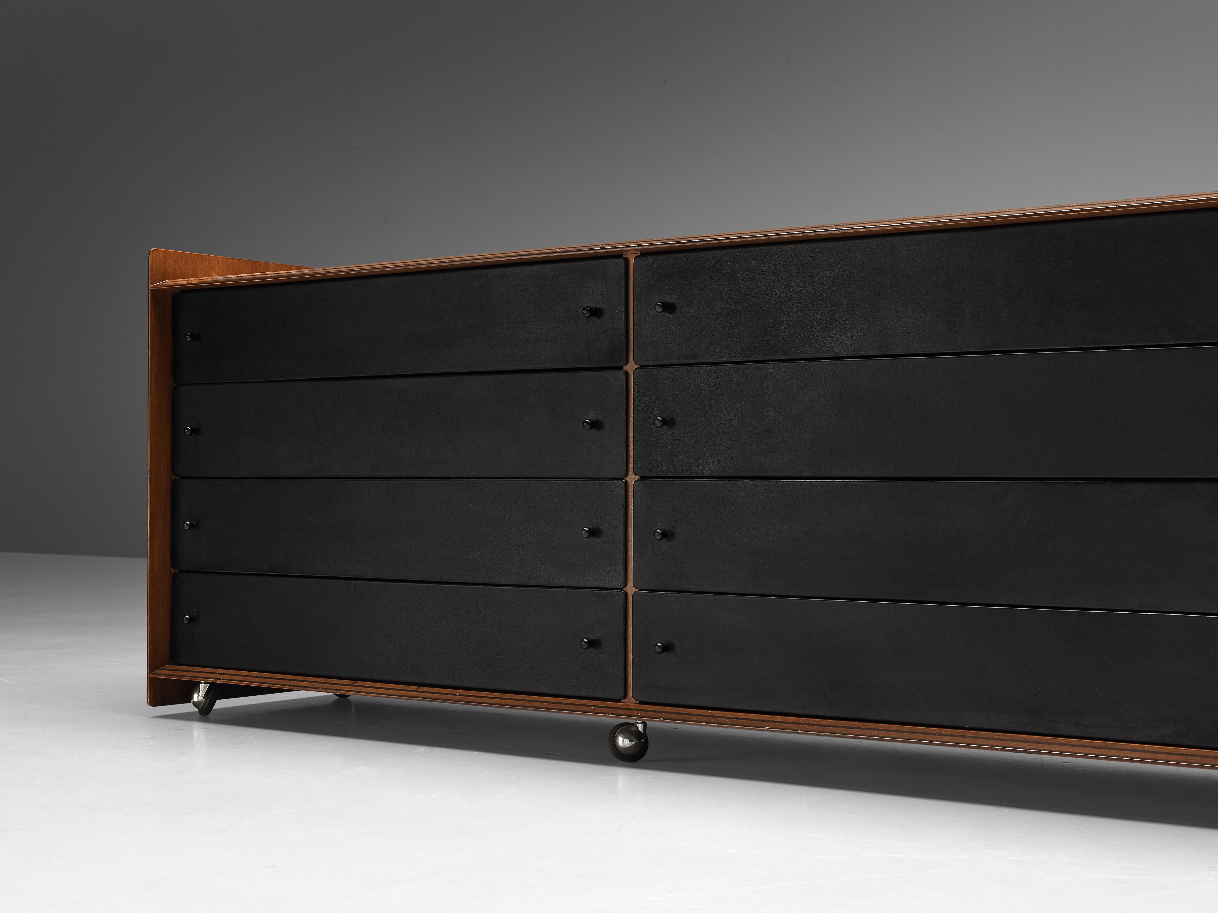 Afra & Tobia Scarpa 'Artona' Chest of Drawers in Black Leather and Walnut 1