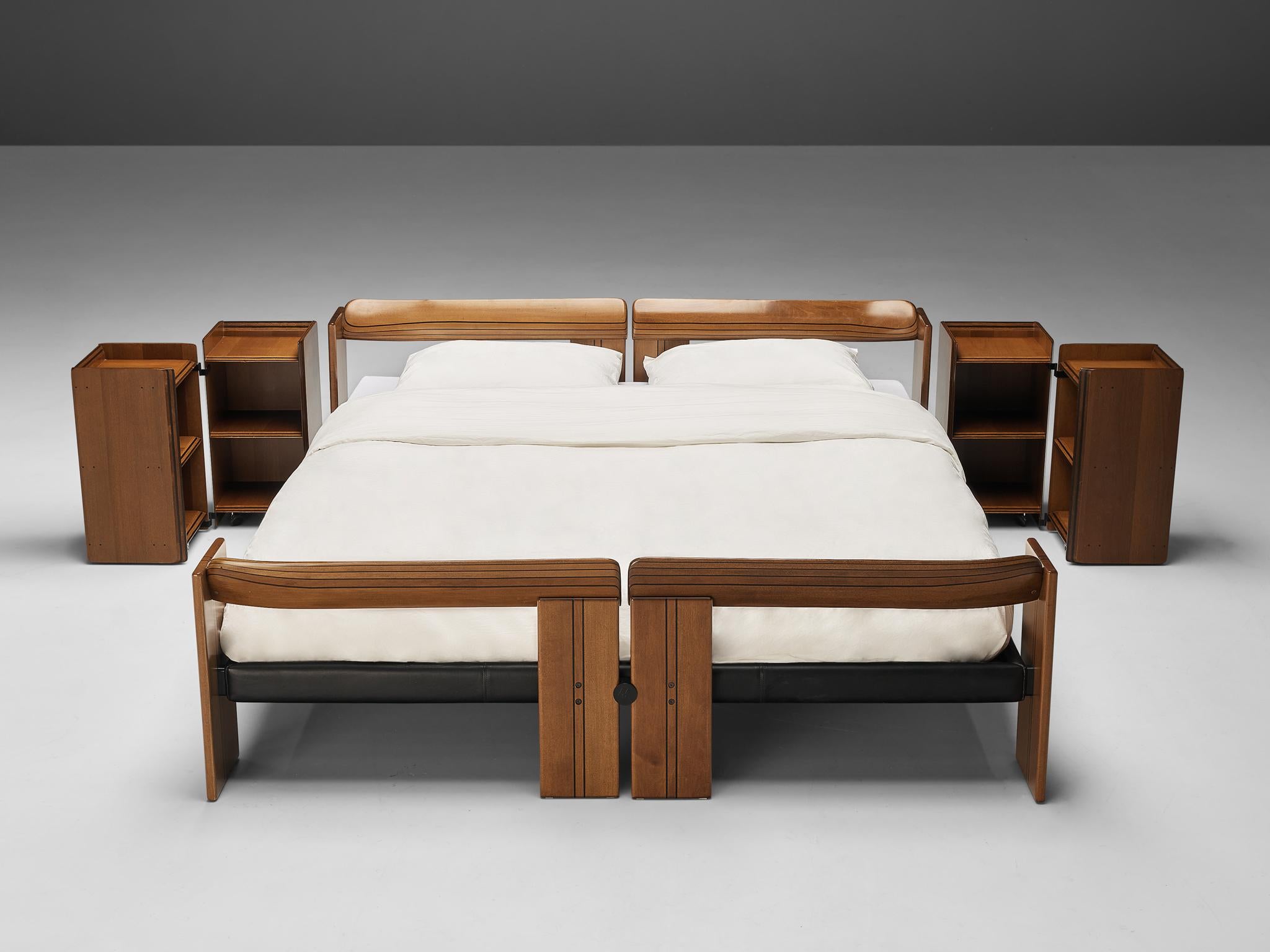 Italian Afra & Tobia Scarpa 'Artona' Double Bed with Nightstands