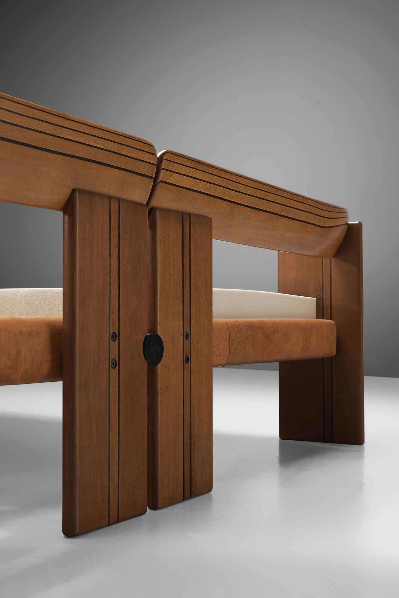 Leather Afra & Tobia Scarpa 'Artona' Bed with Nightstands