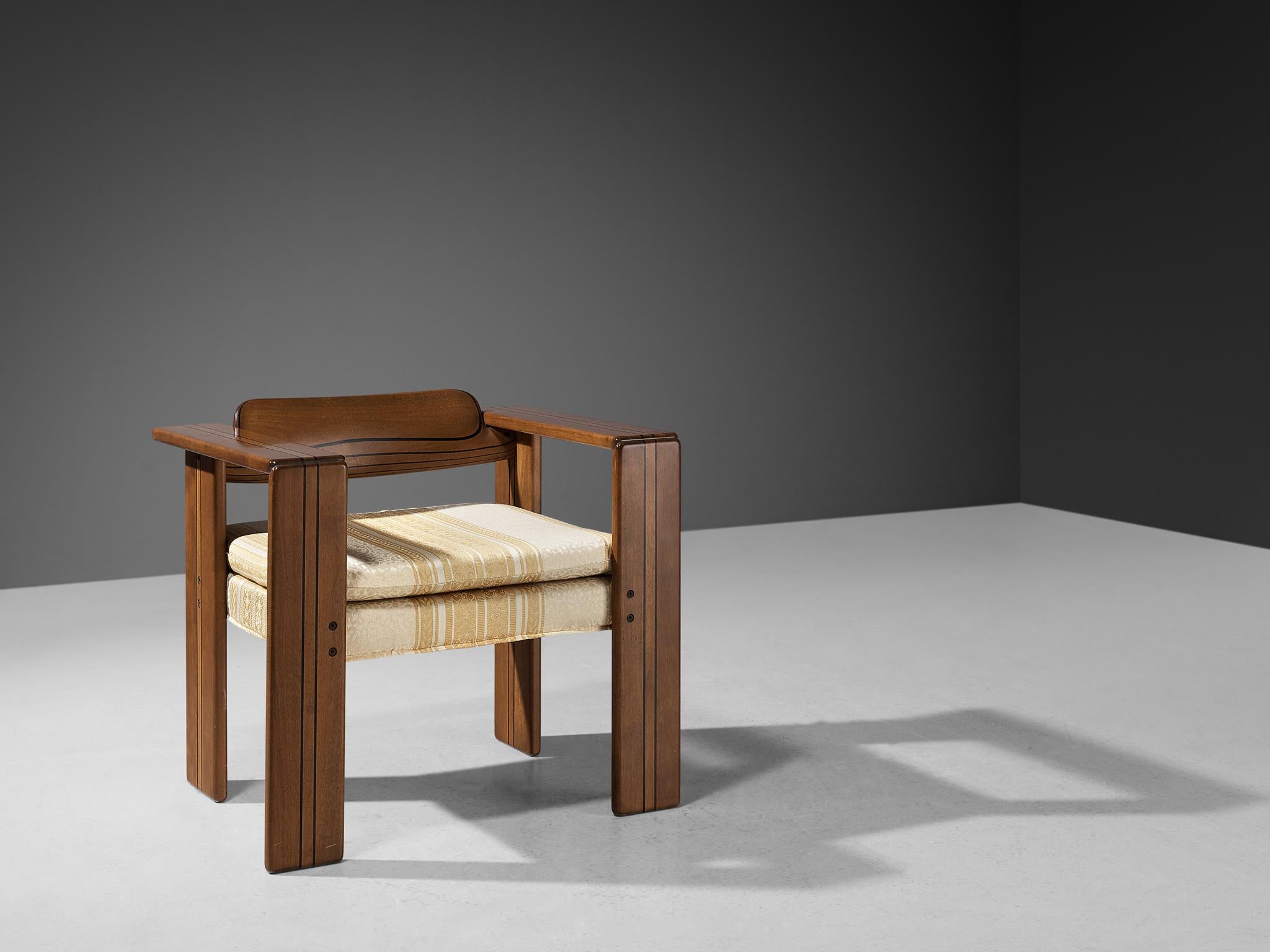 Mid-Century Modern Afra & Tobia Scarpa 'Artona' Lounge Chair in Walnut and Yellow Upholstery