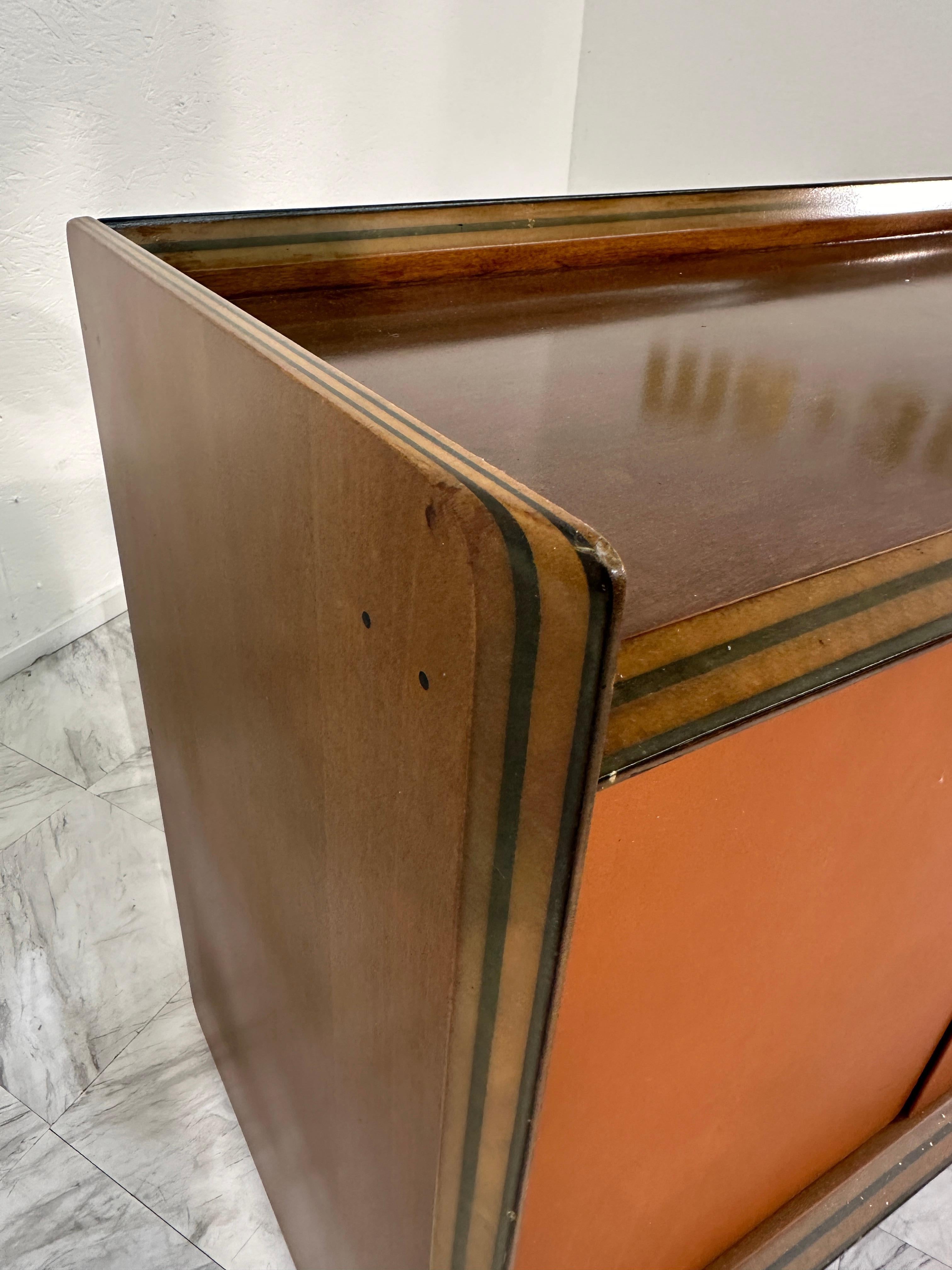 Mid-Century Modern Afra & Tobia Scarpa, Artona Sideboard in Walnut and Leather, Maxalto 1970s For Sale