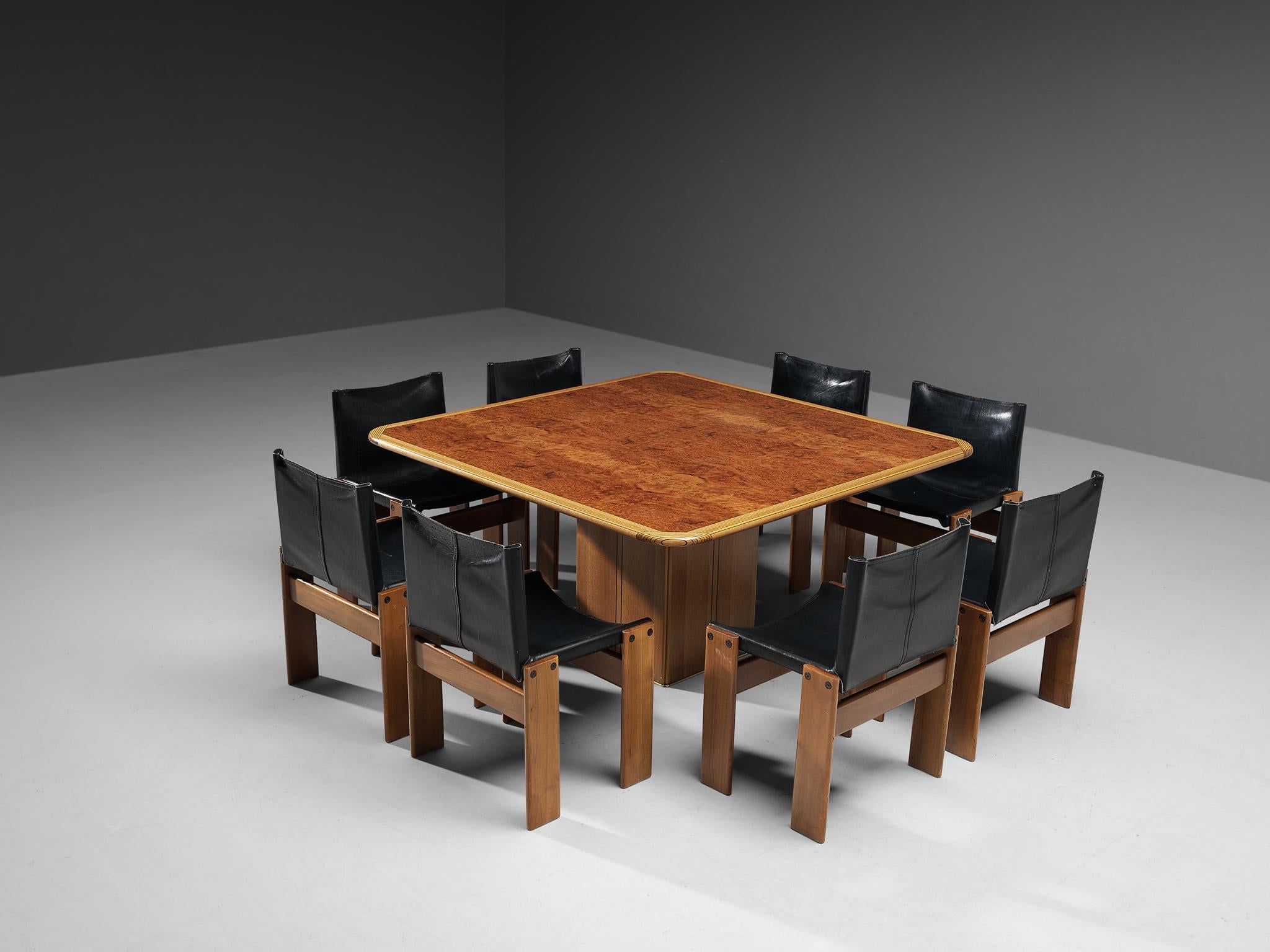 Late 20th Century Afra & Tobia Scarpa 'Artona' Table and Set of Eight 'Monk' Dining Chairs