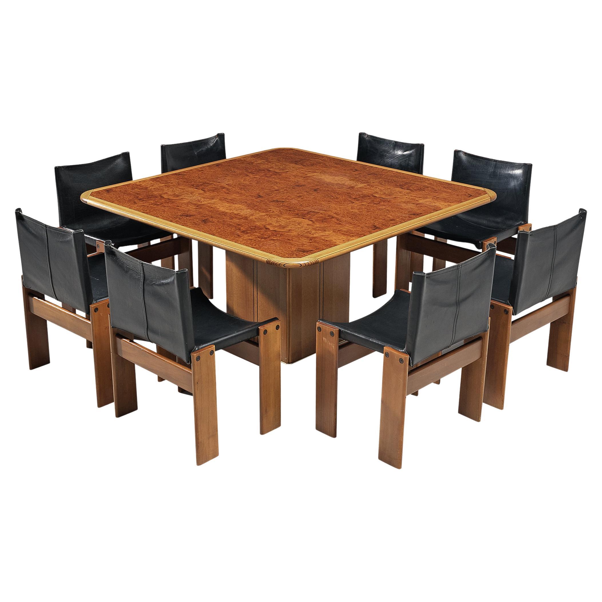 Afra & Tobia Scarpa 'Artona' Table and Set of Eight 'Monk' Dining Chairs