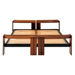 Afra & Tobia Scarpa "Artona" Walnut King Size Bed, Italy ca. 1975