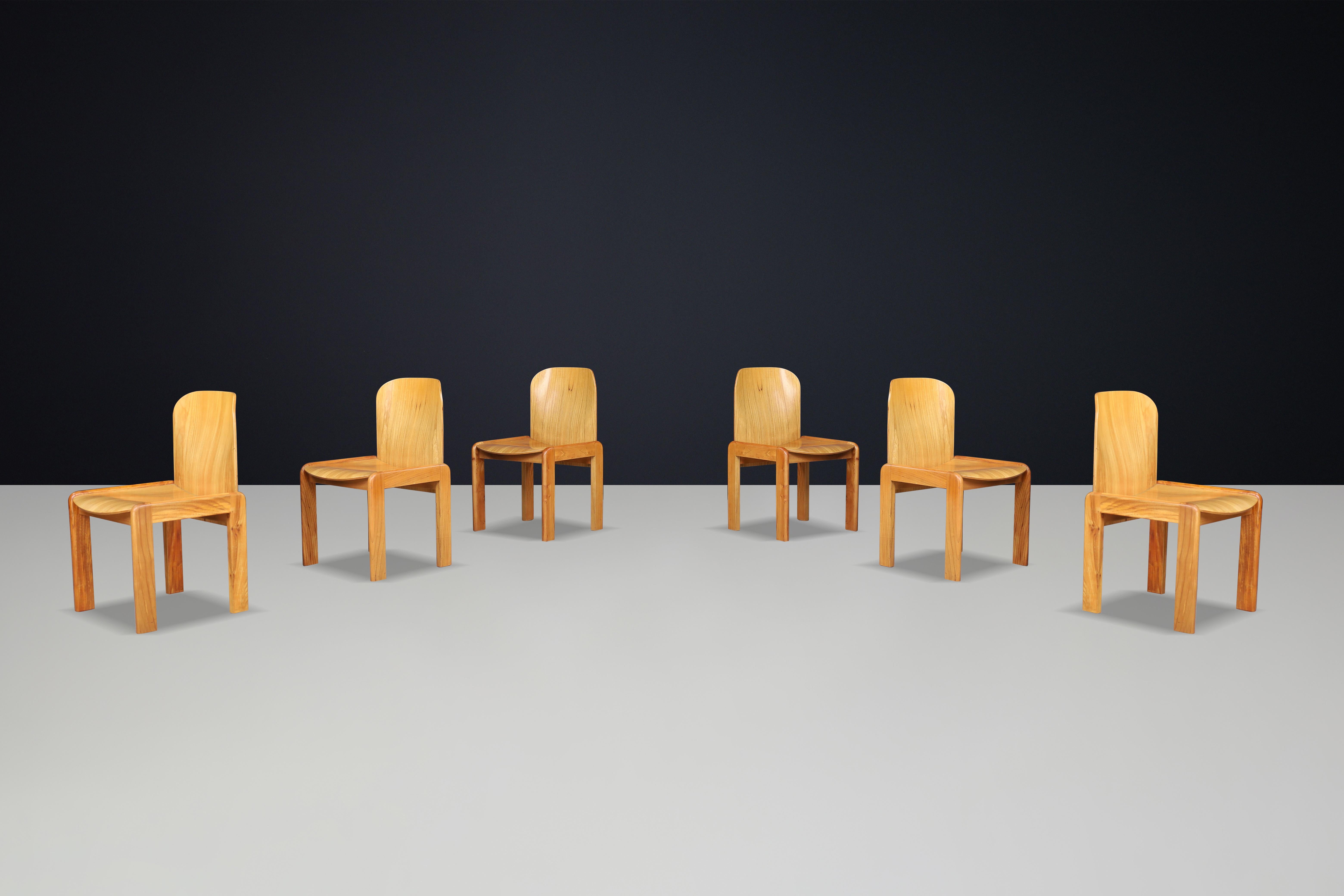 Mid-Century Modern Afra & Tobia Scarpa (attributed) Dining Room Chairs in Ash and Plywood Italy 70s For Sale