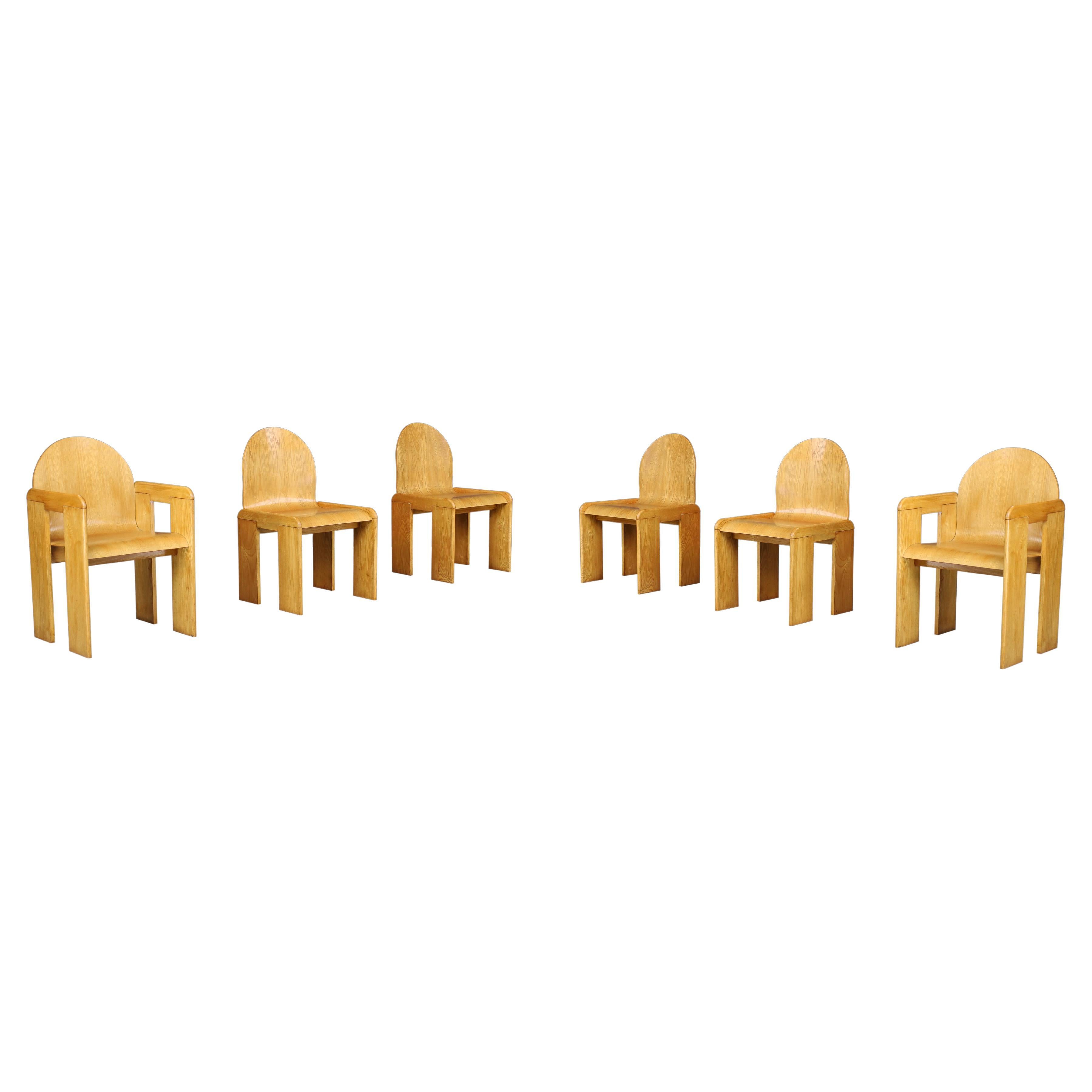 Afra & Tobia Scarpa (attributed) Dining Room Chairs in Ash and Plywood, Italy For Sale
