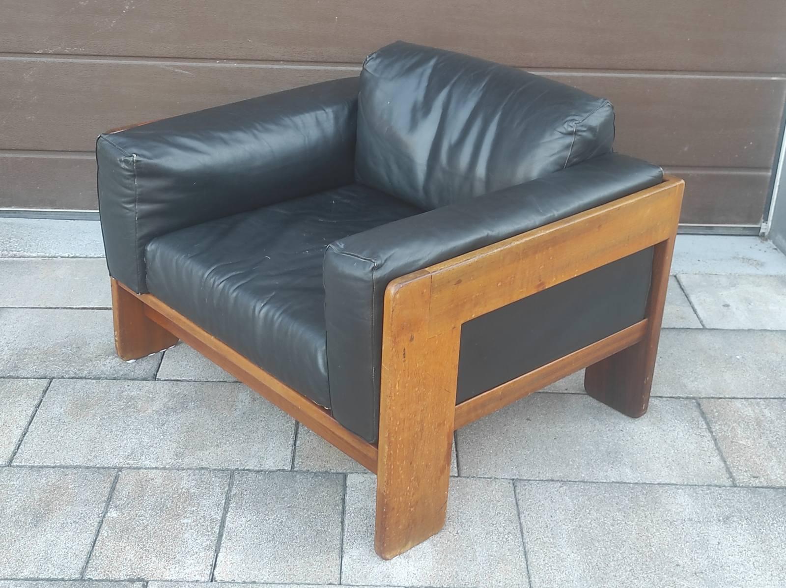 Afra & Tobia Scarpa Leather Longue Chair for Gavina 1960s