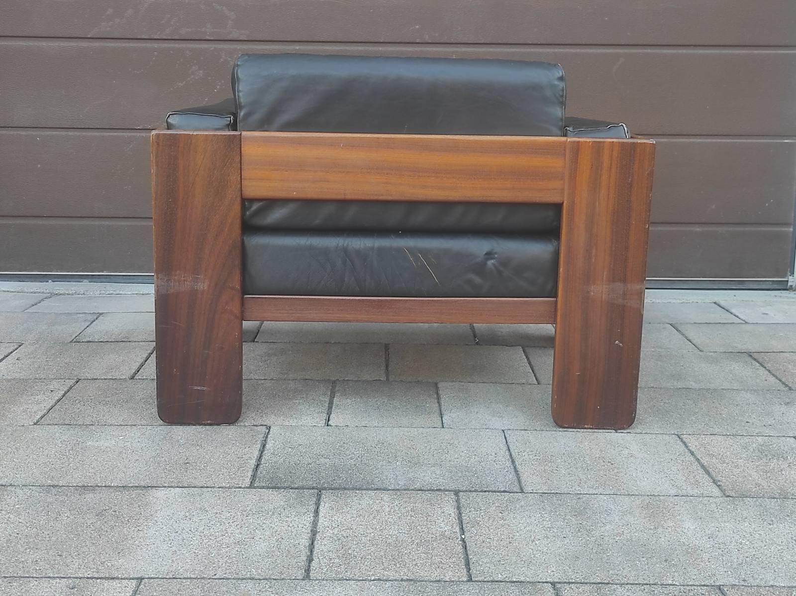 Mid-Century Modern Chaise longue en cuir Afra & Tobia Scarpa pour Gavina années 1960 en vente
