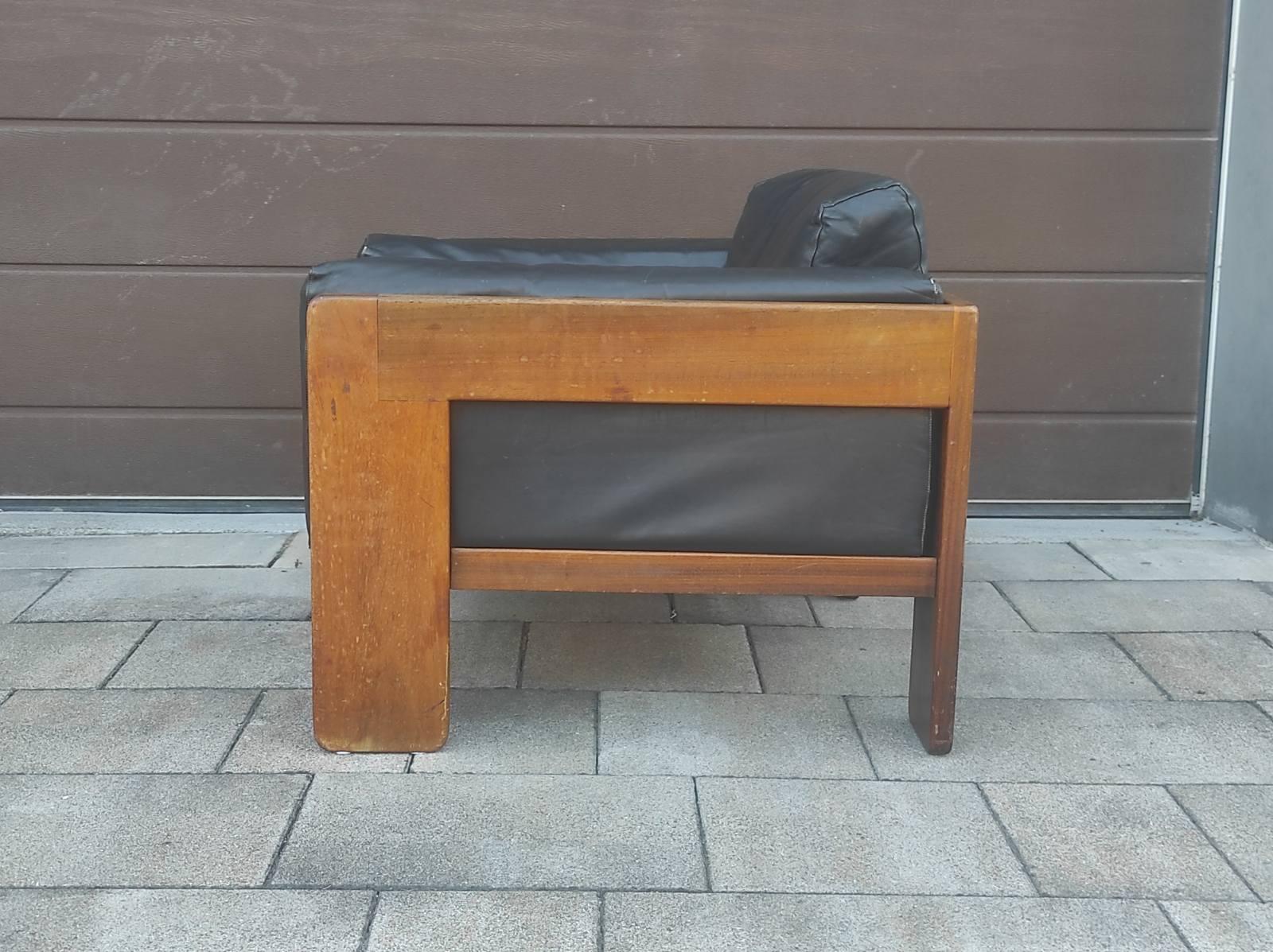 italien Chaise longue en cuir Afra & Tobia Scarpa pour Gavina années 1960 en vente