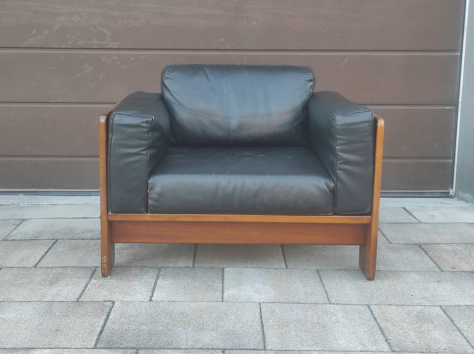 Milieu du XXe siècle Chaise longue en cuir Afra & Tobia Scarpa pour Gavina années 1960 en vente