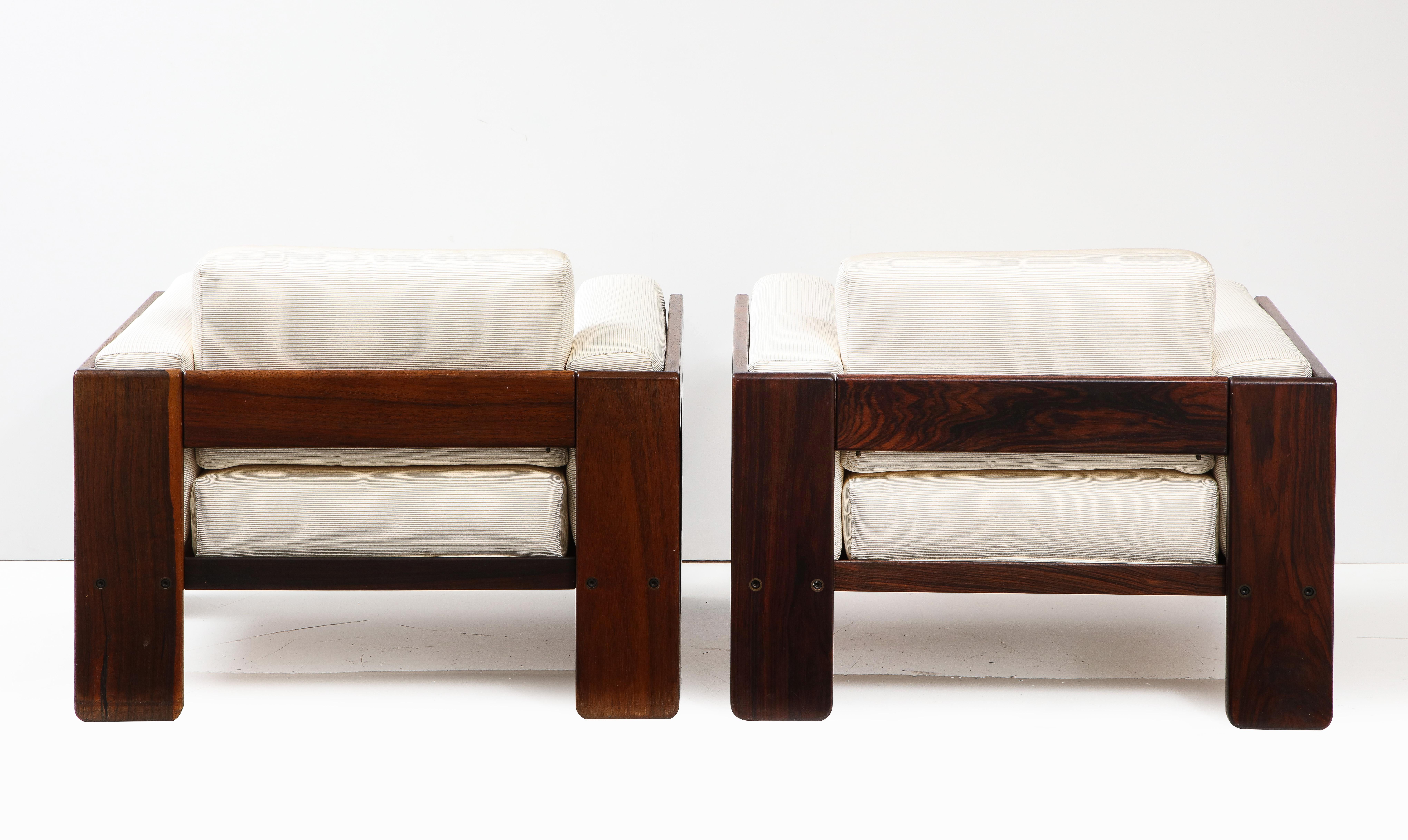 Rosewood Afra & Tobia Scarpa Bastiano Pair of Lounge Chairs, by Gavina, Italy, 1960
