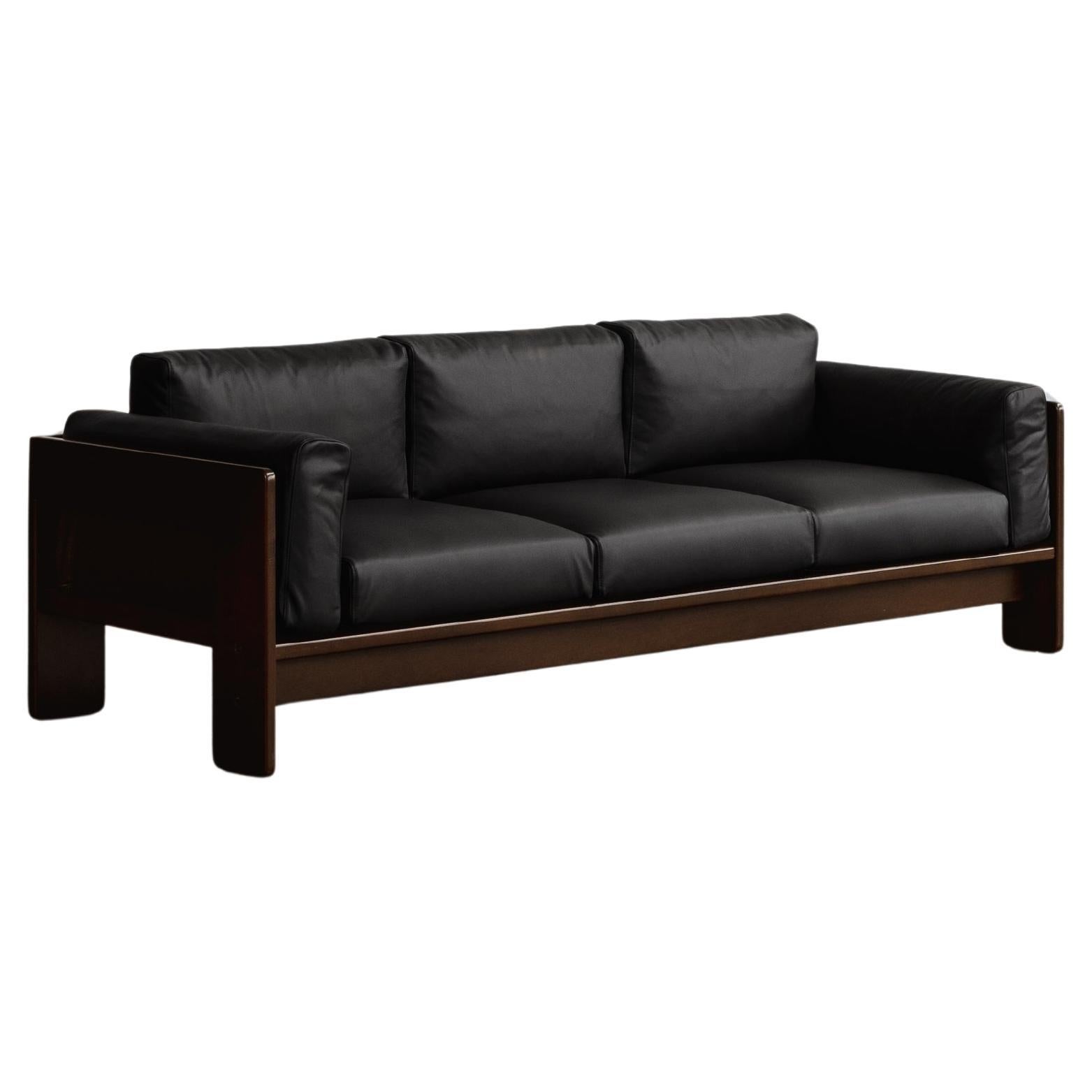 Afra & Tobia Scarpa “Bastiano” Sofa for Gavina, Black Leather, 1962