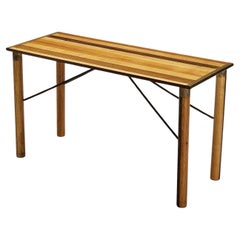 Vintage Afra & Tobia Scarpa 'Benetton' Console in Mixed Wood and Brass 