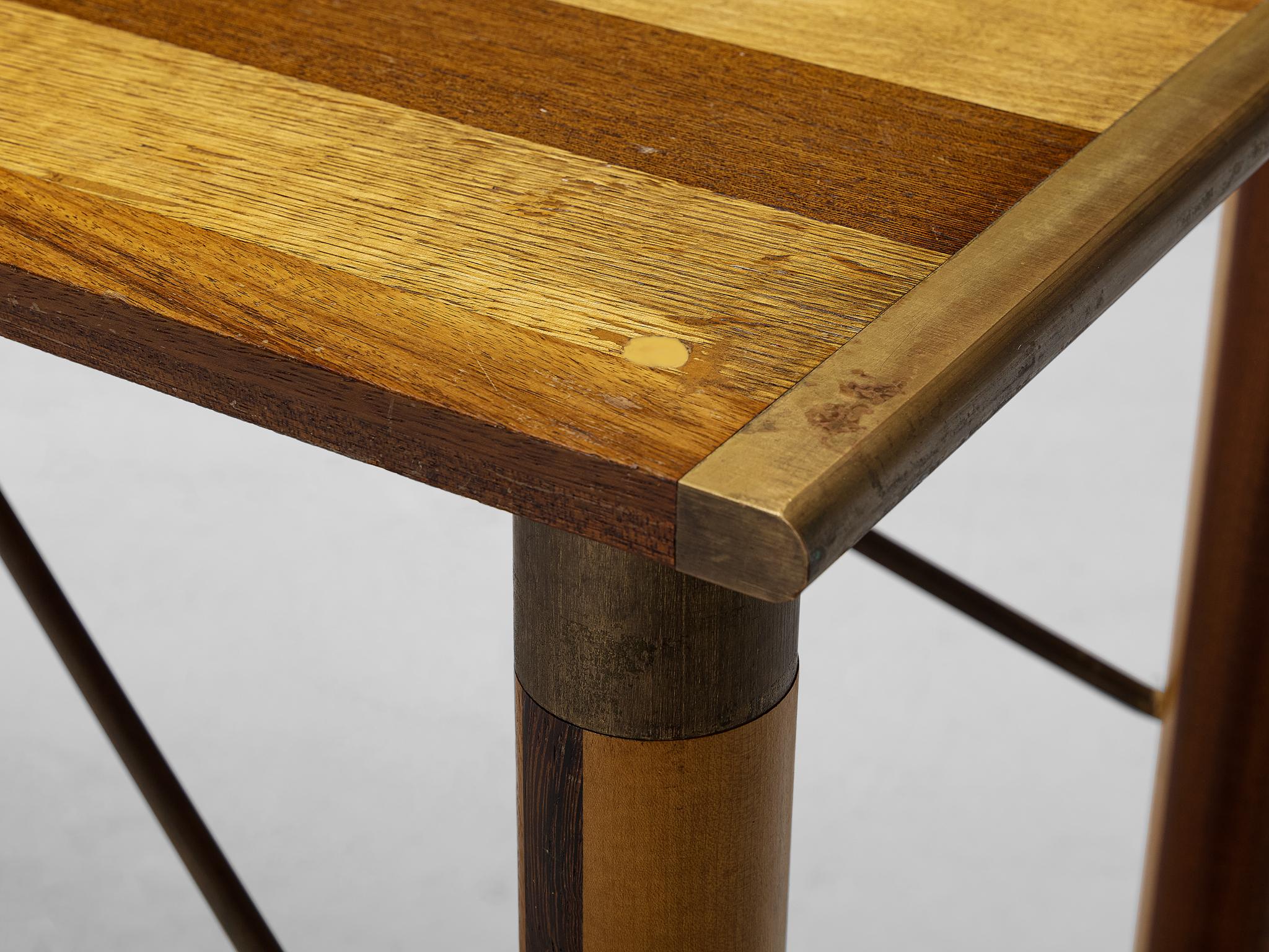 Afra & Tobia Scarpa 'Benetton' Consoles in Mixed Wood and Brass For Sale 6