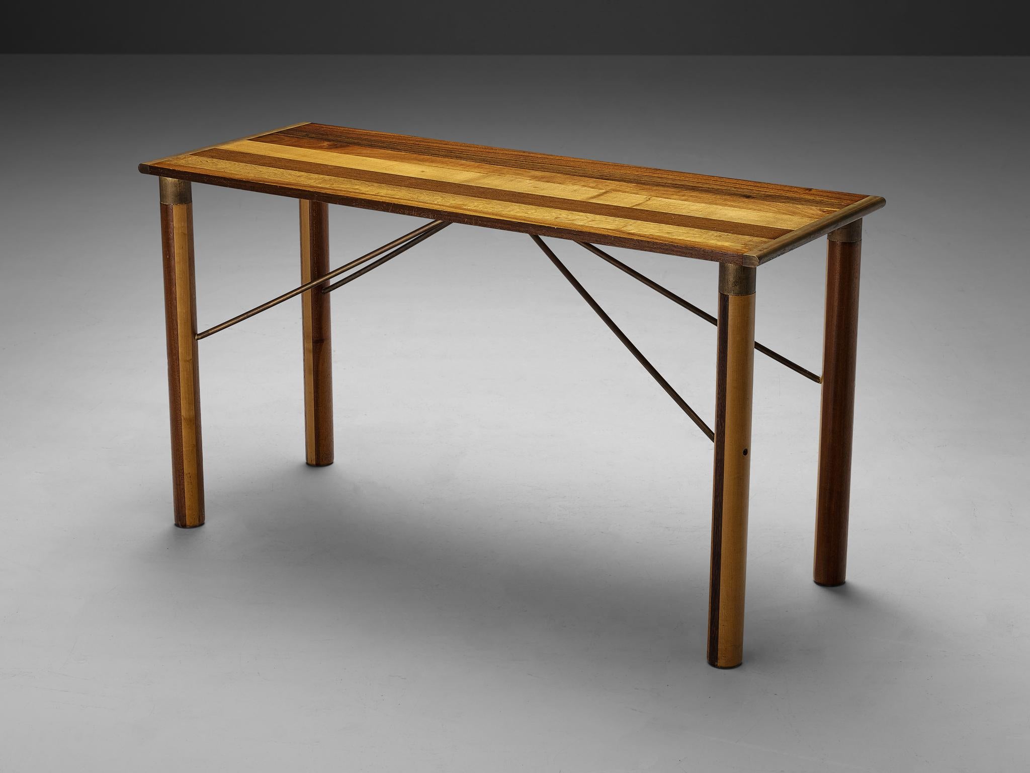 Afra & Tobia Scarpa 'Benetton' Consoles in Mixed Wood and Brass For Sale 7