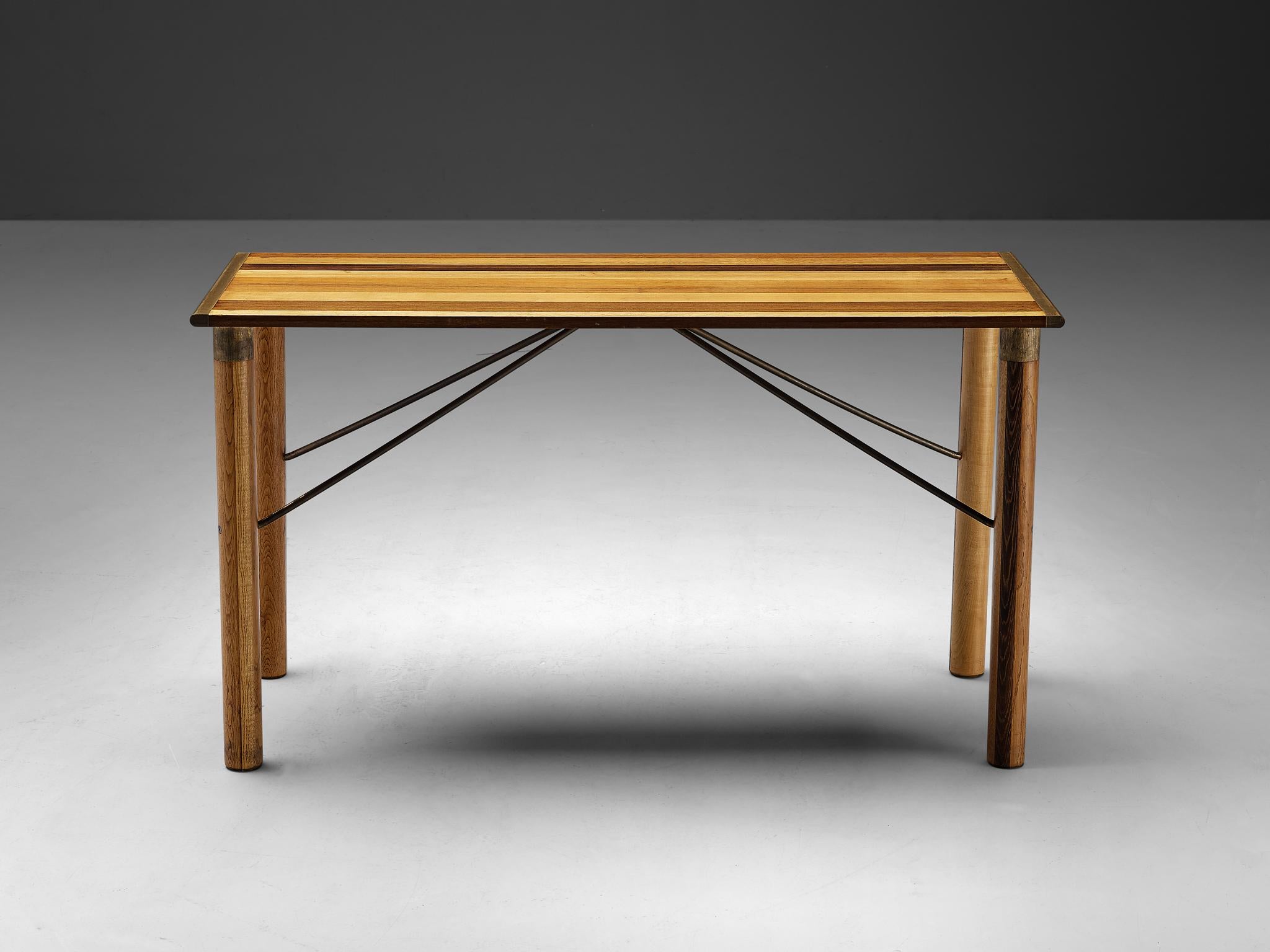 Afra & Tobia Scarpa 'Benetton' Consoles in Mixed Wood and Brass  For Sale 2